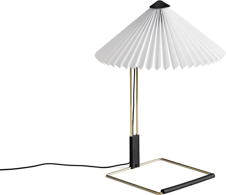 Stolná lampa Matin leštená mosadz 30 cm biela