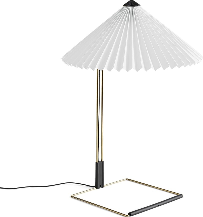 Stolná lampa Matin leštená mosadz 38 cm biela