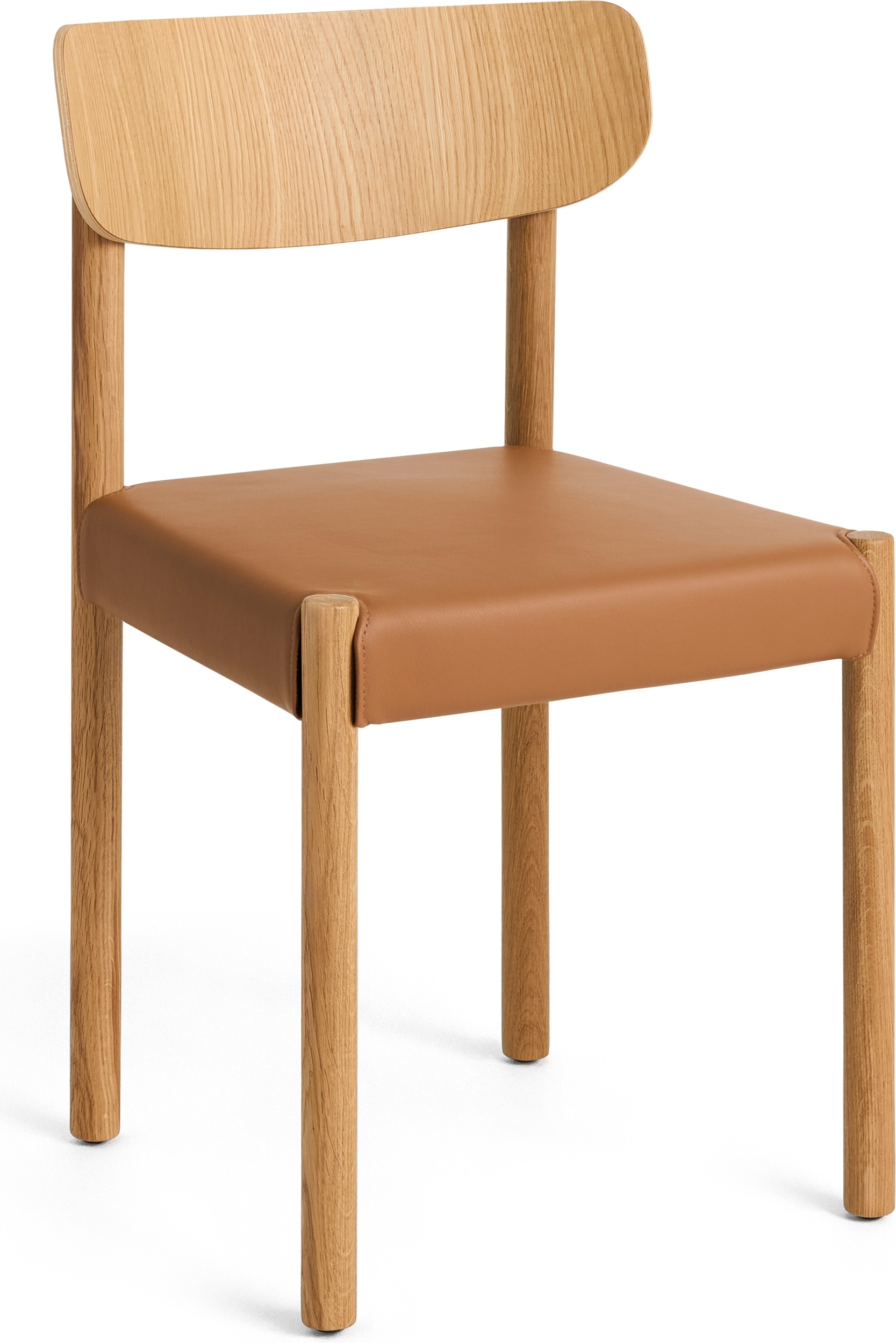 Stuhl Pack Eiche hell, gepolsterter Sitz Grano Cognac