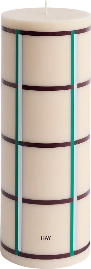 Svíčka Column L, krémově-bordó-stříbrná