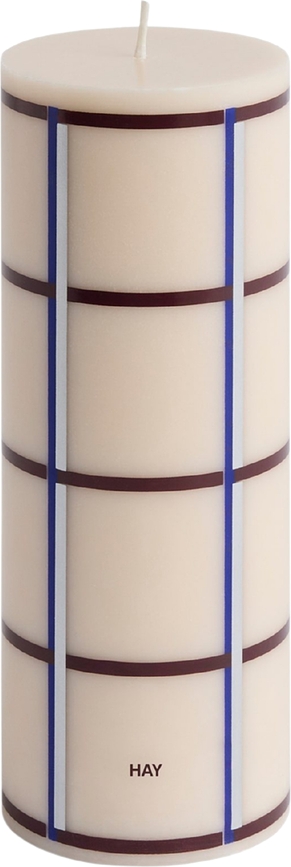 Svíčka Column M, krémově-bordó-stříbrná