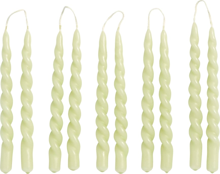 Świece Mini Swirl jasnozielone 10 szt.