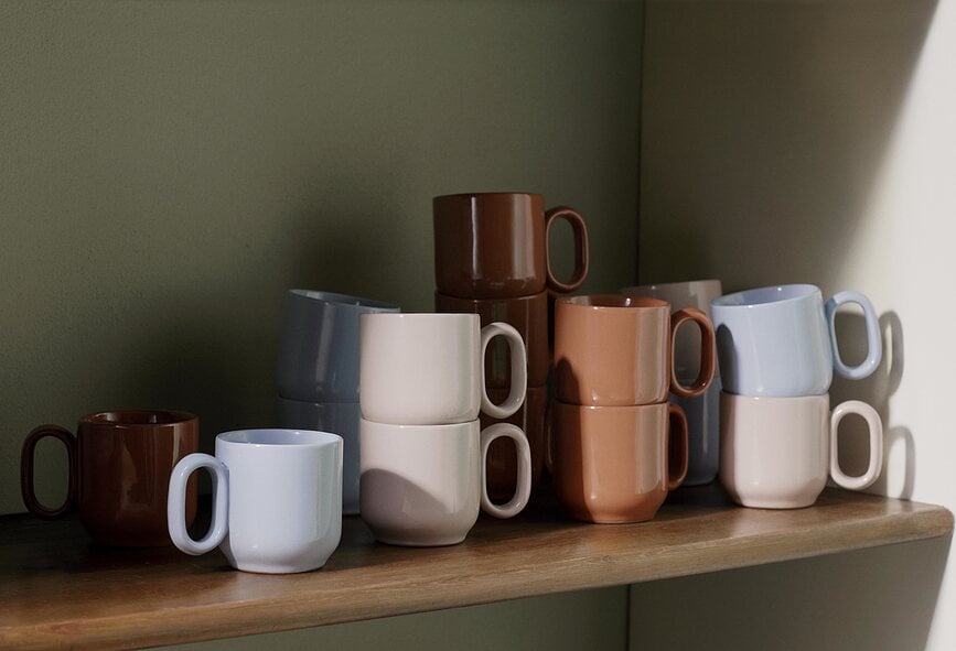 Tazas Barro, azul claro, 2 unidades