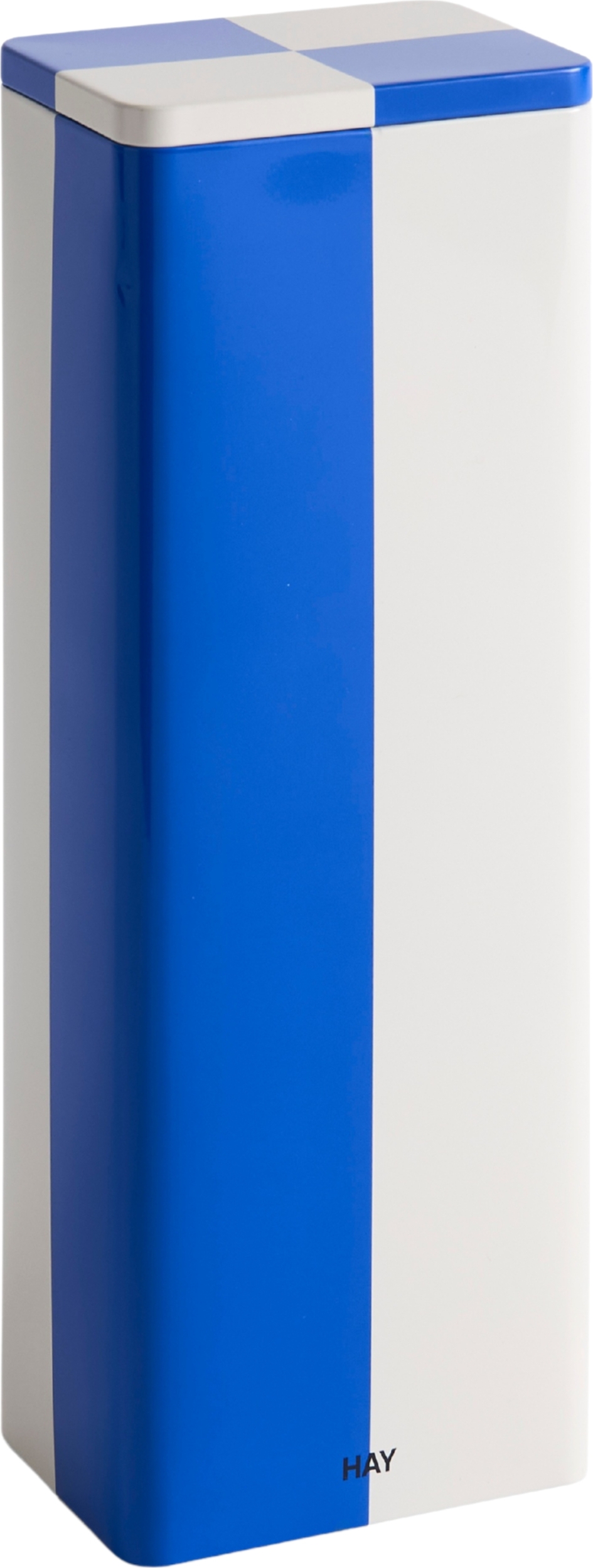 Tin Aufbewahrungsdose schmal, creme-blau