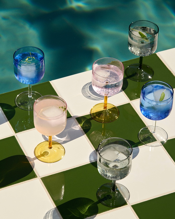 Tint Wine Glass, kozarci za vino, roza-rumeni, 2 kosa