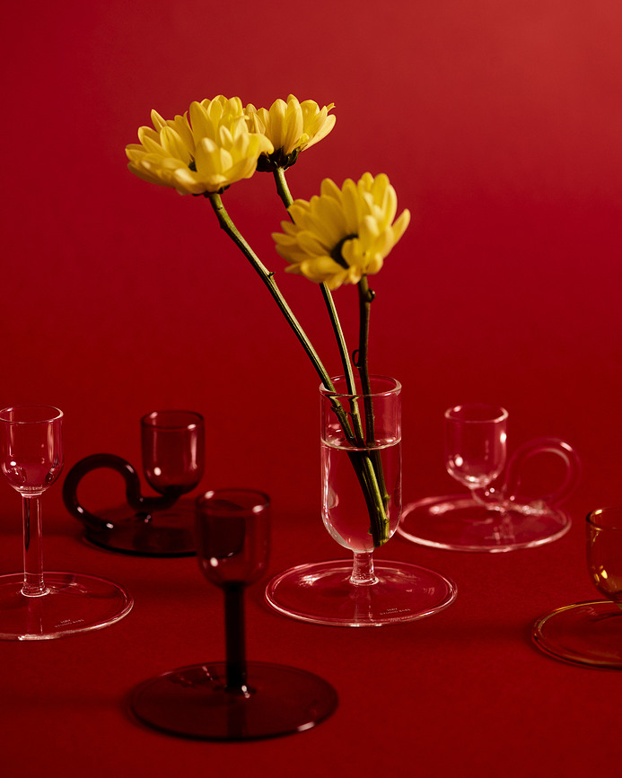 Tiny Curved Bougeoir pour bougie classique, jaune