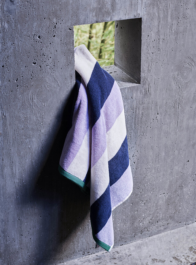 Sábana de Baño Trio, 90 x 170 cm, azul, beige y violeta