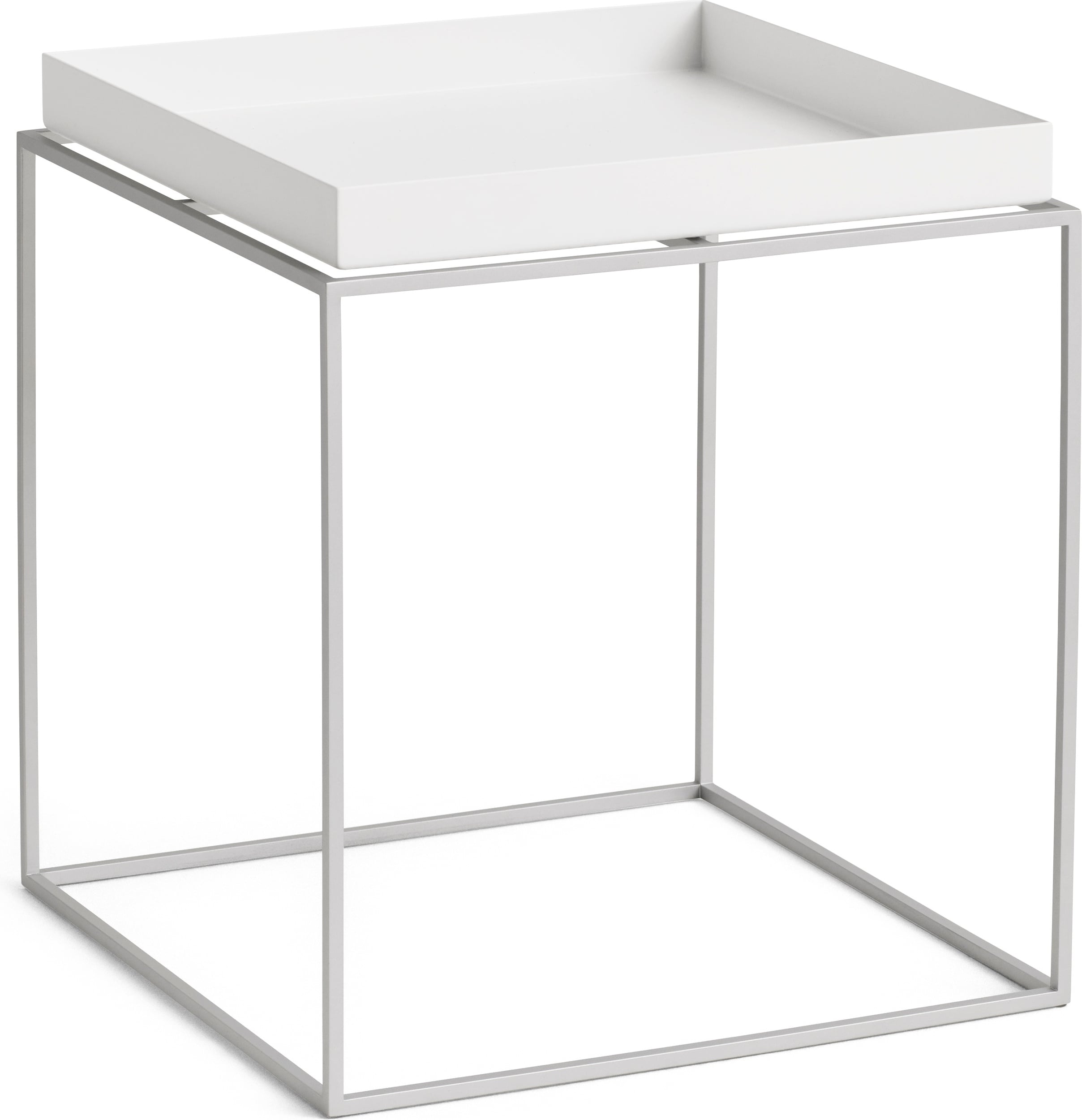Tray Couchtisch 40 x 40 x 44 cm, weiß, mit Stahlgestell