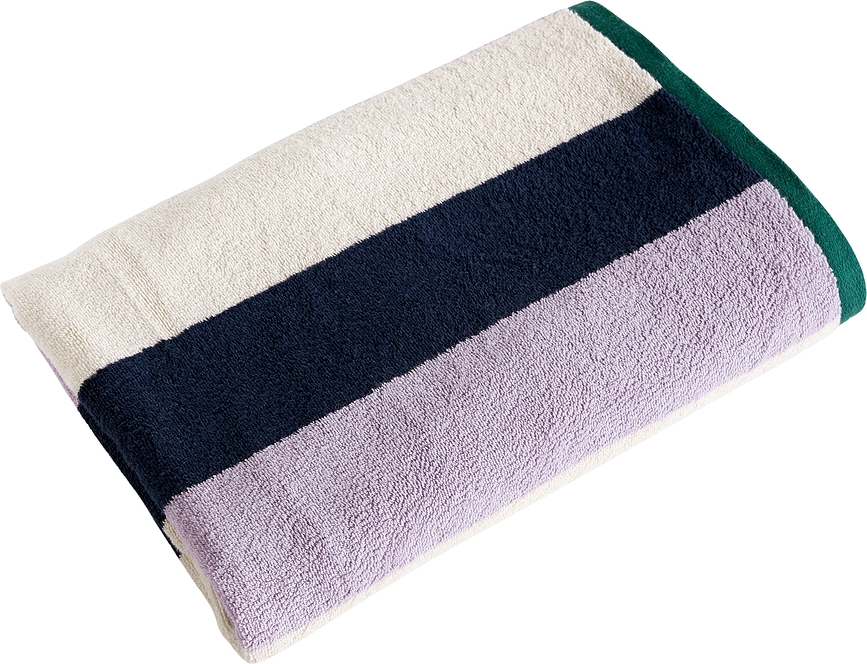 Trio Drap de Bain 90 x 170 cm, bleu, beige et violet
