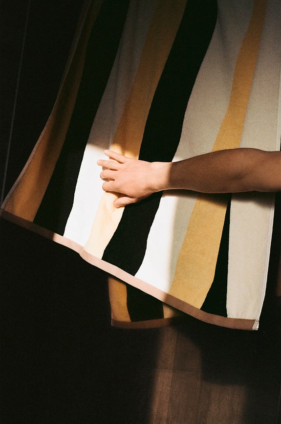 Trio Kopalniška brisača, 90 x 170 cm, modro-bež-vijolična