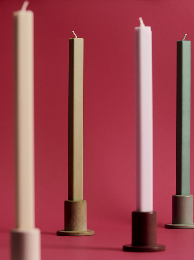 Tube S Svečnik za klasično svečo, pastelno rumen, betonski