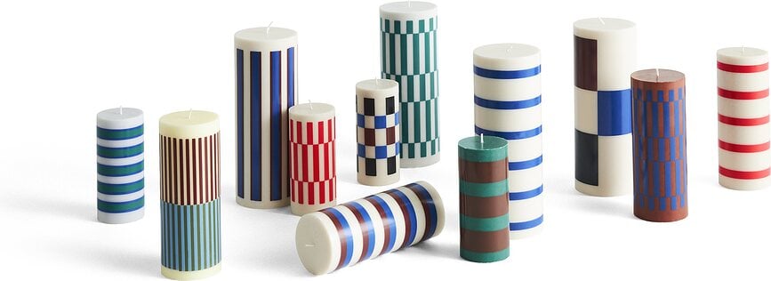 Vela Column grande, bicolor crema y roja