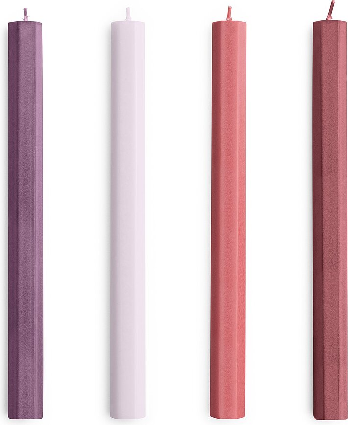 Velas Hexagon, rosas, Pack de 4