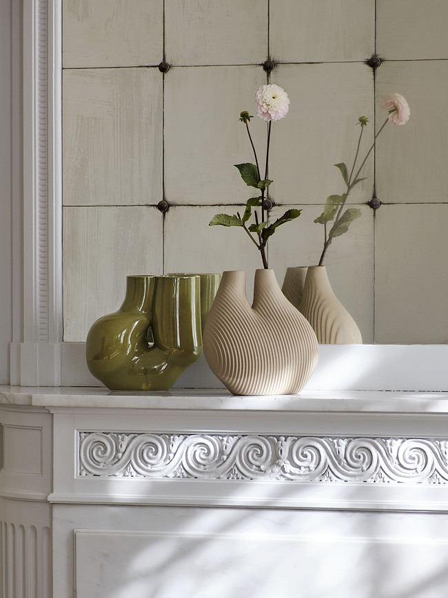 W&S Chubby Vase olive, en grès