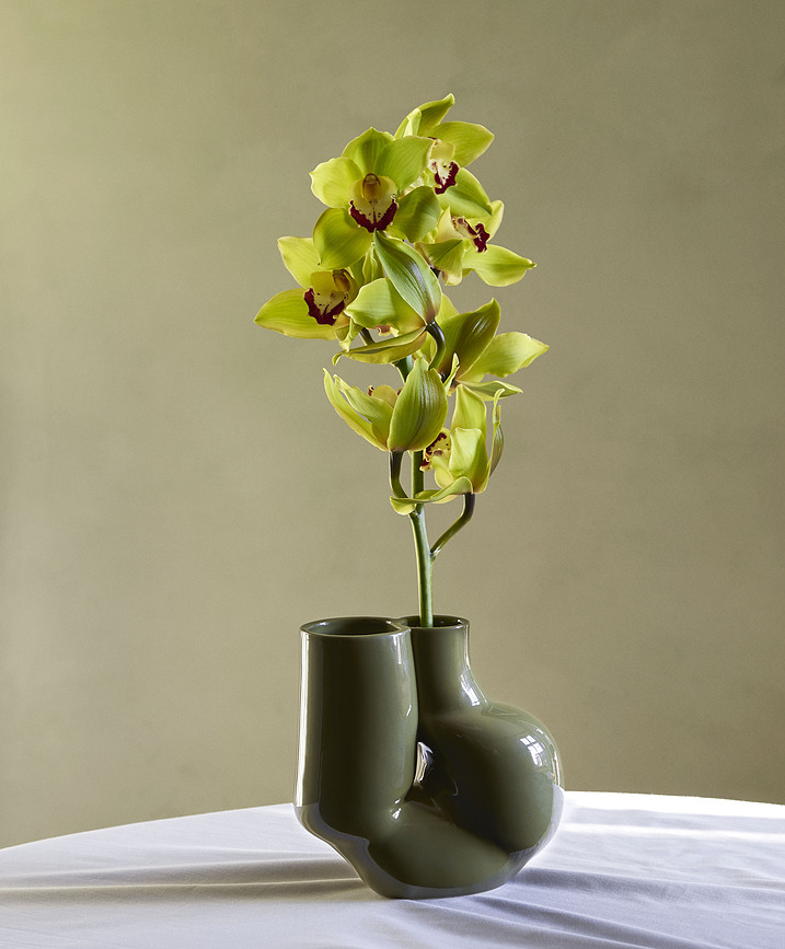 W&S Chubby Vase olive, en grès
