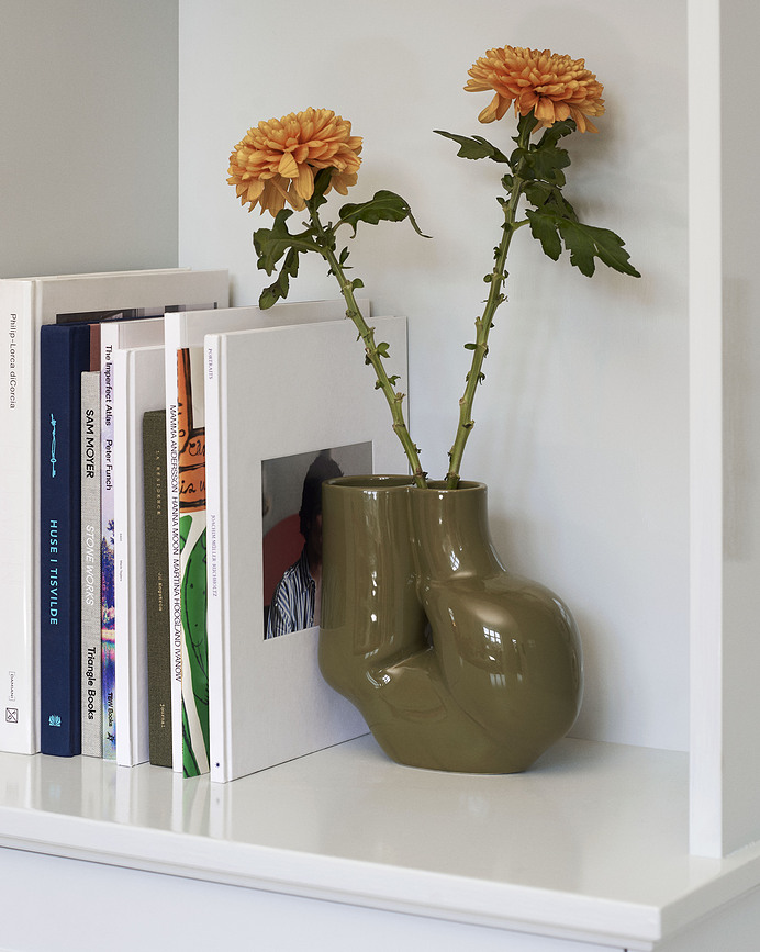 W&S Chubby Vase olive, en grès