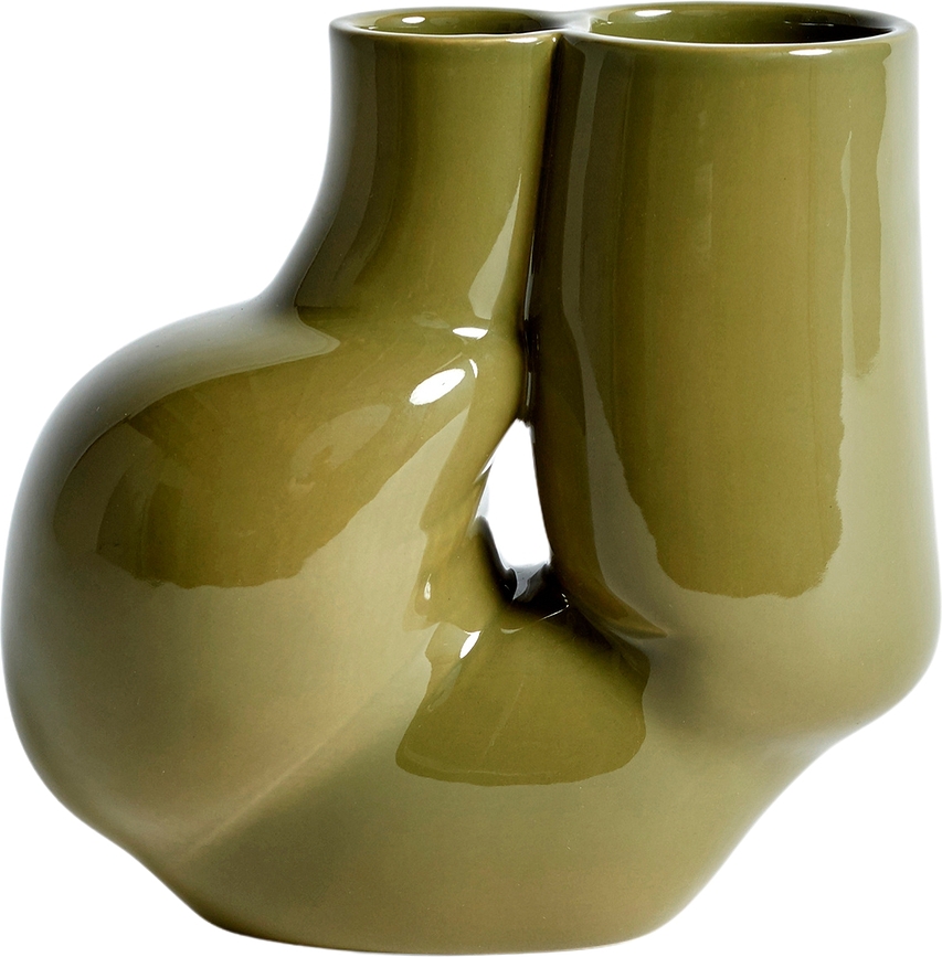 W&S Chubby Vase olivenfarben aus Steingut