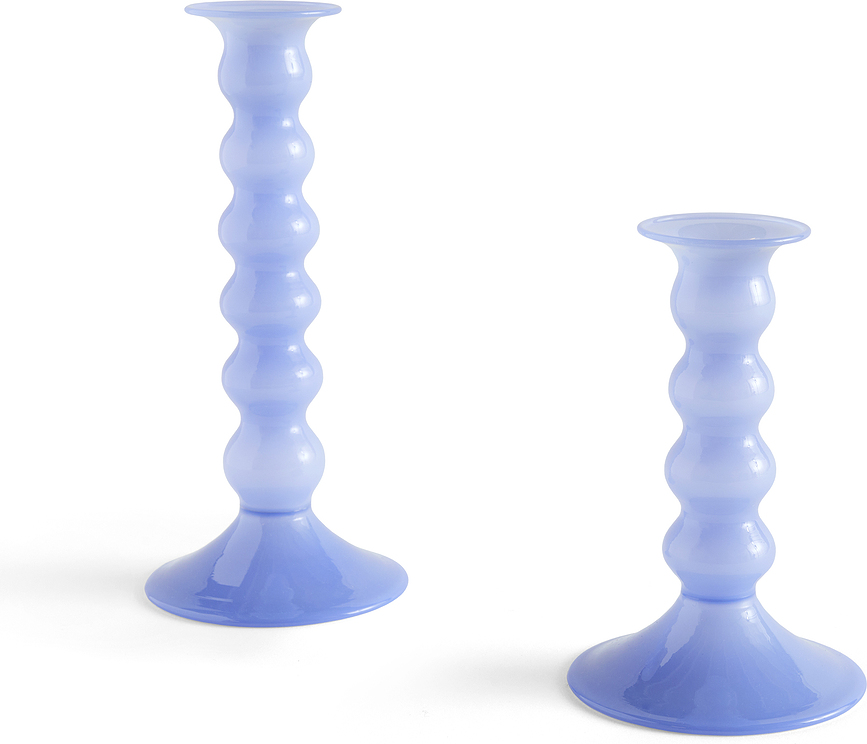 Wavy Svečnik za klasično svečo, 14 cm, svetlo moder
