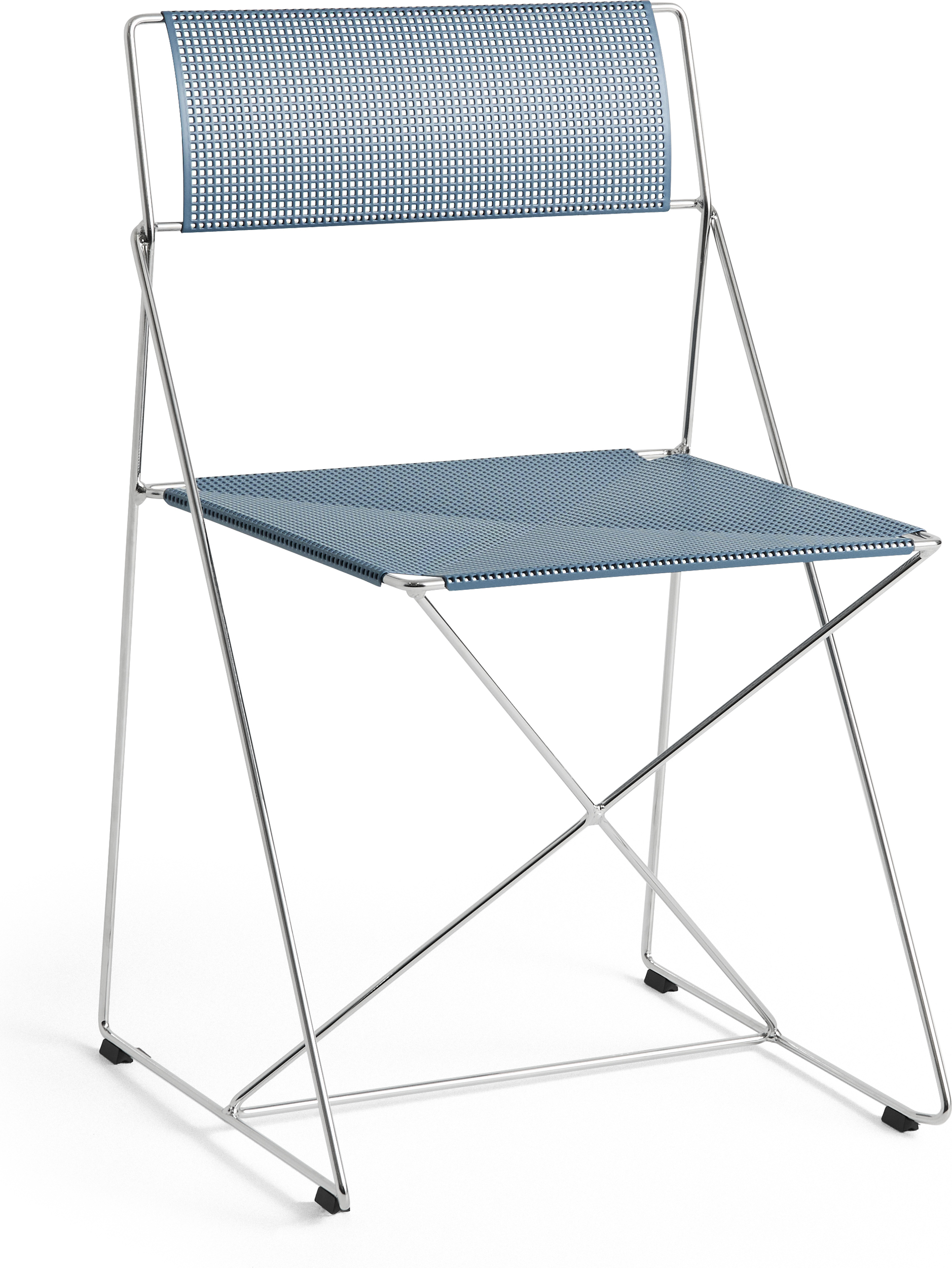 X-Line Klappstuhl mit verchromtem Gestell, blau