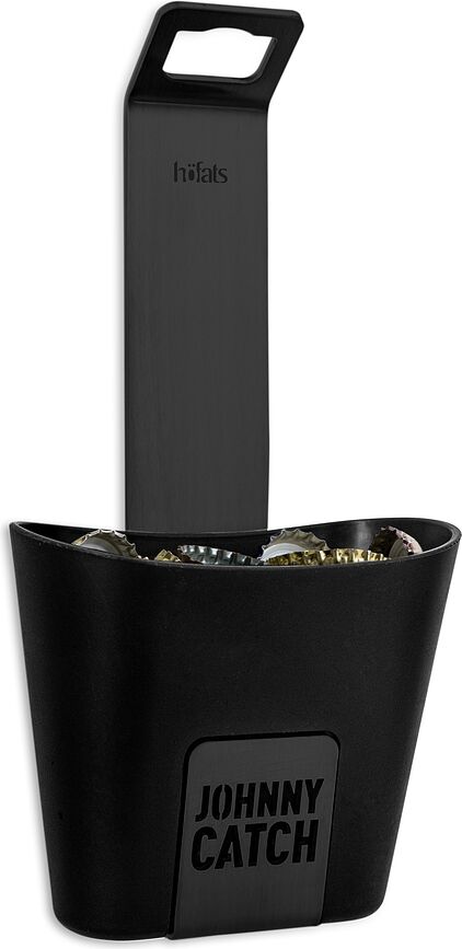 Abrebotellas Johnny Catch, plateado, con depósito para chapas