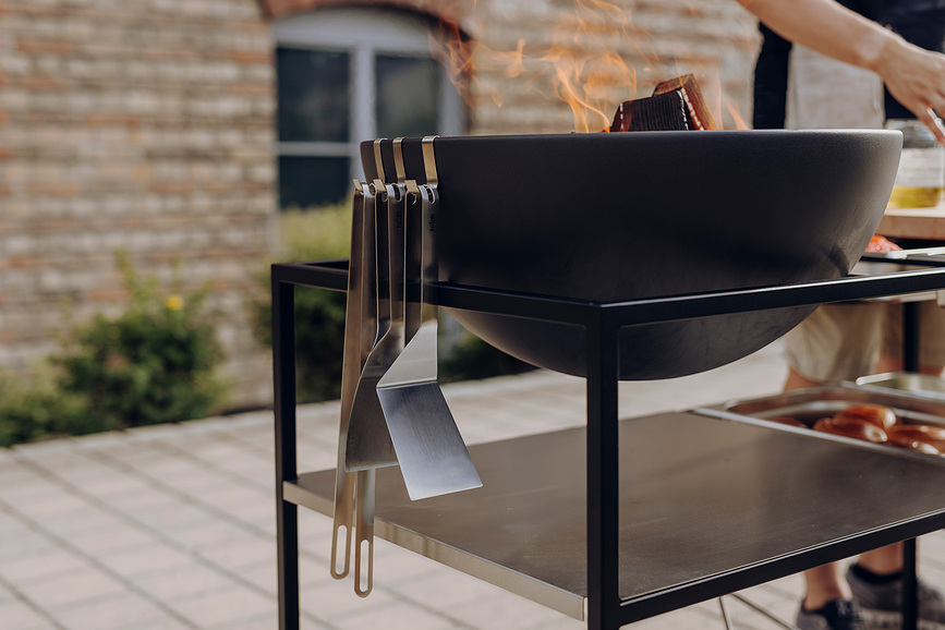 BBQ Orodje za žar, 3-delni set, srebrno