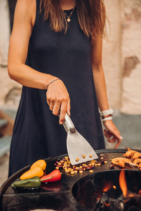 BBQ Orodje za žar, 3-delni set, srebrno