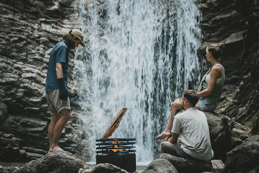 Brasero con tabla Cube Ocean, Set de 2 piezas