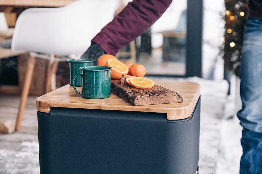 Brasero de jardín Cube Flip, con tabla, Set de 2 piezas