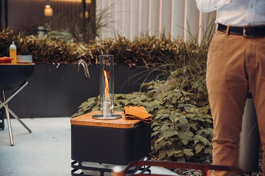 Brasero de jardín Cube Flip, con tabla, Set de 2 piezas