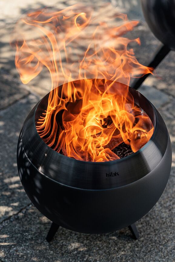 Brasero Moon alto, 75 cm, negro, con base