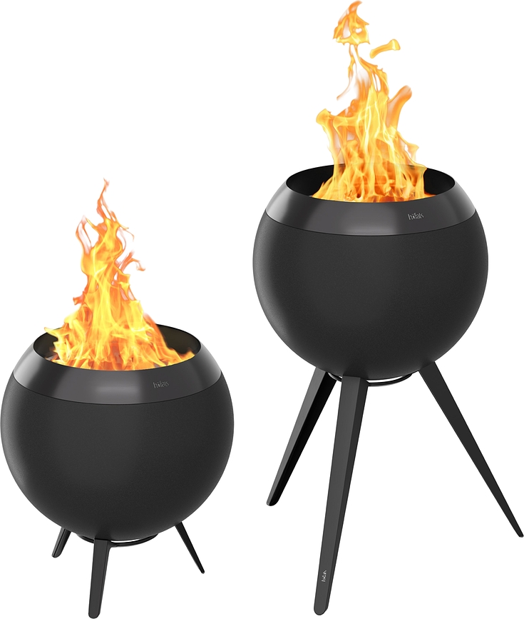 Brasero Moon alto, 75 cm, negro, con base