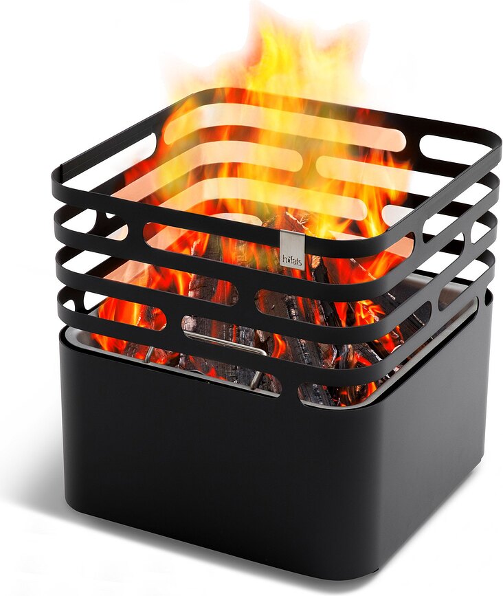 Cube Brasero, en acier, noir