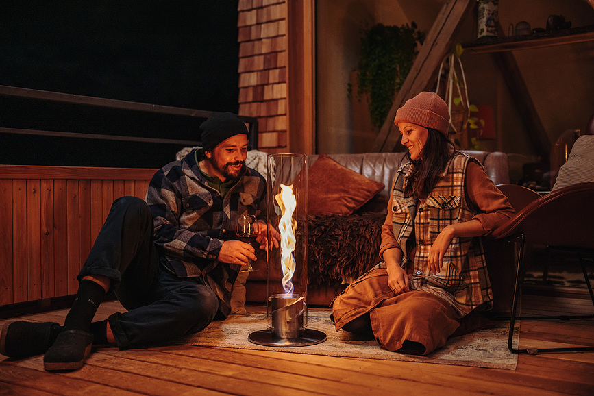 Farol Spin II, grande, negro, con base