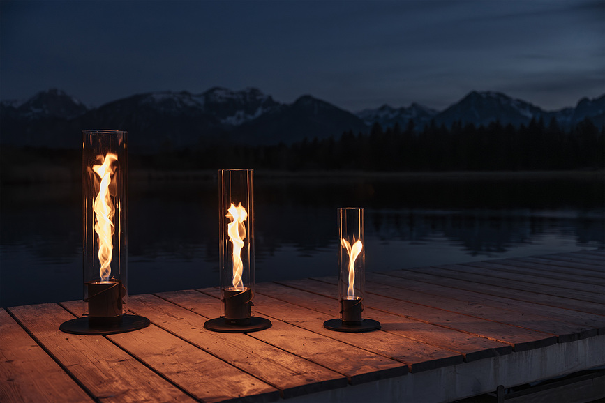 Farol Spin II, grande, negro, con base