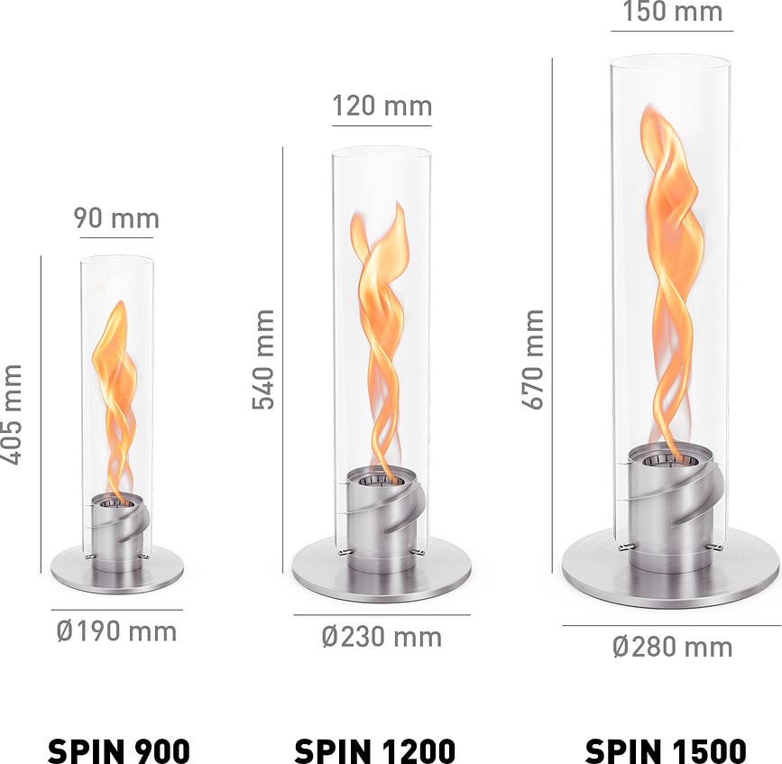 Farol Spin II, negro, pequeño, con base