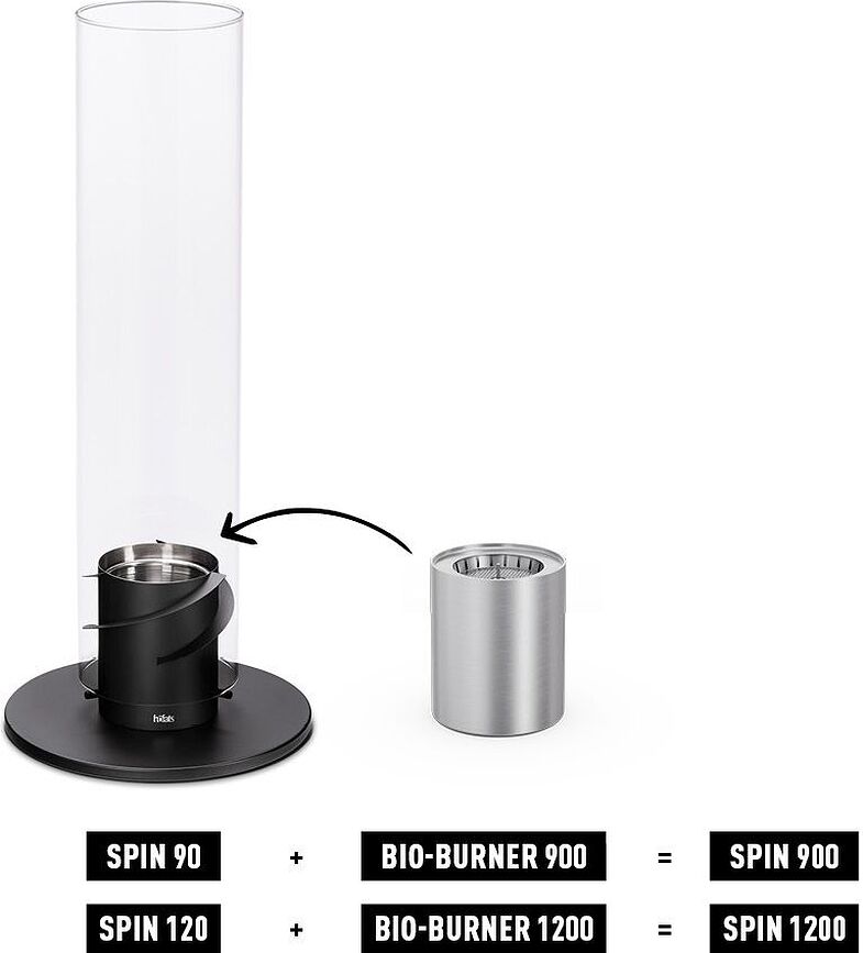 Farol Spin II, negro, pequeño, con base