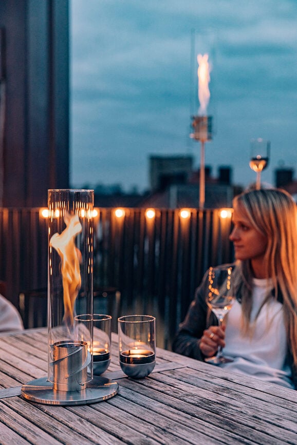 Farol pequeño Spin, plateado, con base