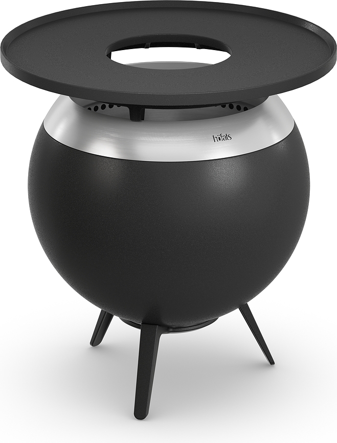 Focolare con piastra grill Moon 45 cm, argento, con base alta
