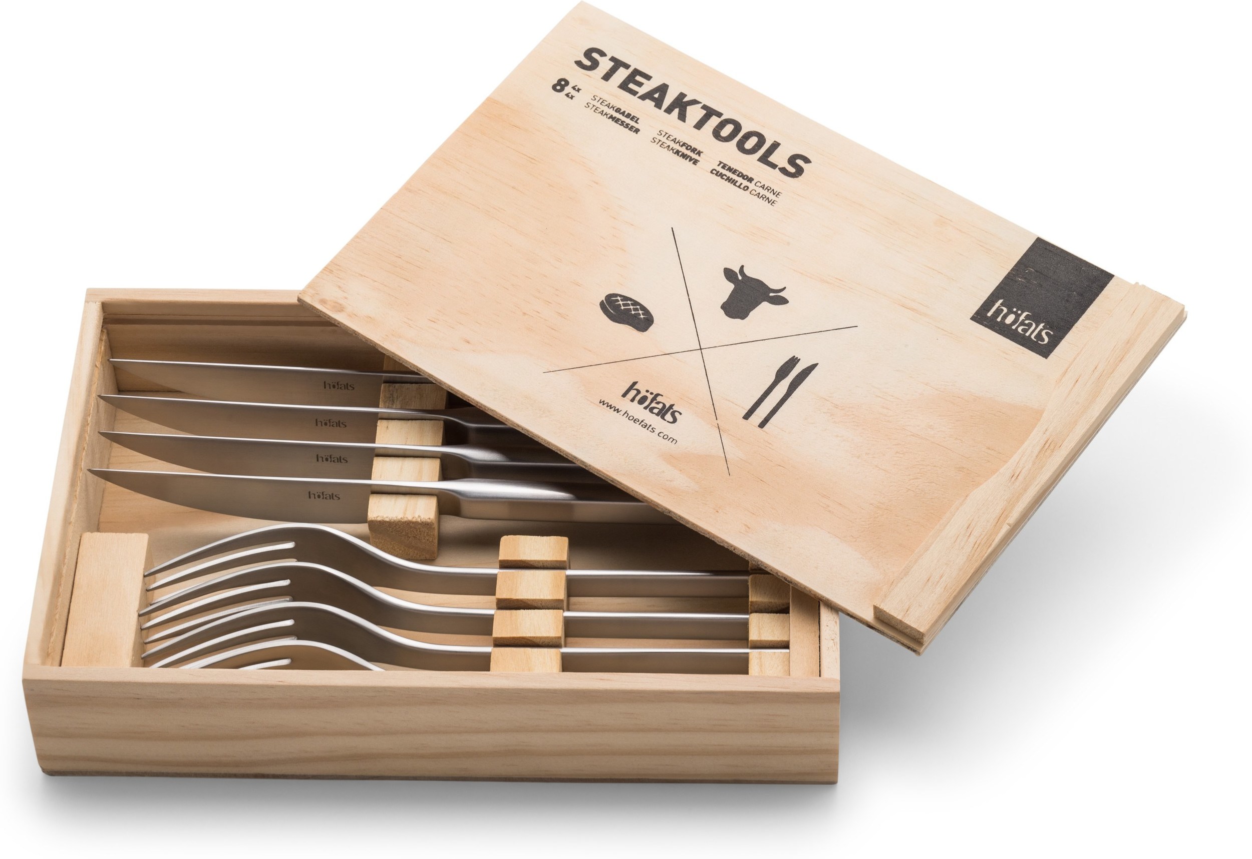 Picknick Besteck und Geschirr Hoefats Steak-Besteck Im Etui 8 El.