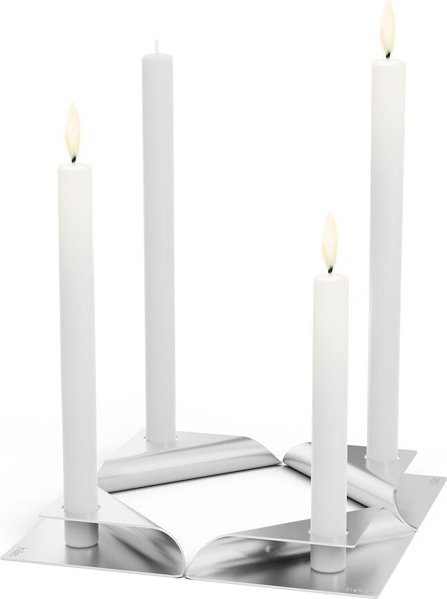 Κηροπήγια τετράγωνα, ασημένια, 4 τμχ