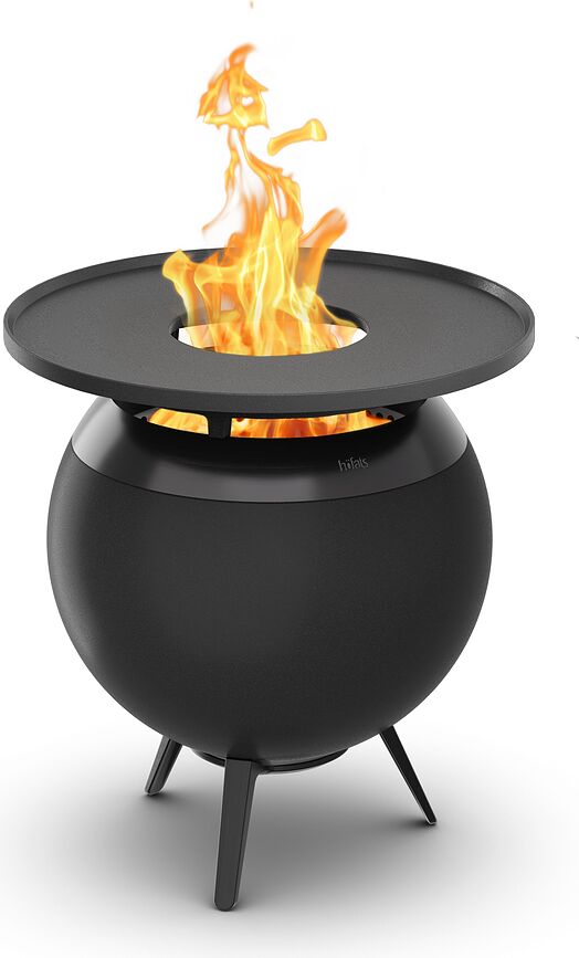 Moon Brasero avec Plancha bas, 49 cm, noir, avec support