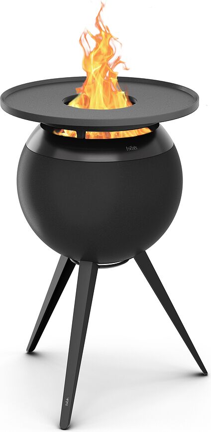 Moon Ognjište s grill pločom s postoljem crno