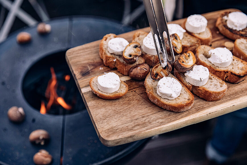 Εστία Φωτιάς μπολ, χαμηλή, με βάση, με πλάκες ψησίματος, 70 cm, Σετ 4 τεμαχίων