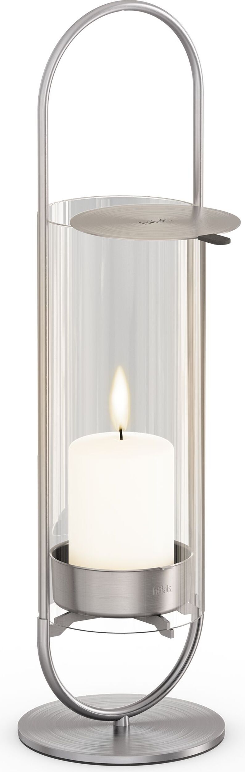 Oval Laterne 35 cm silberfarben