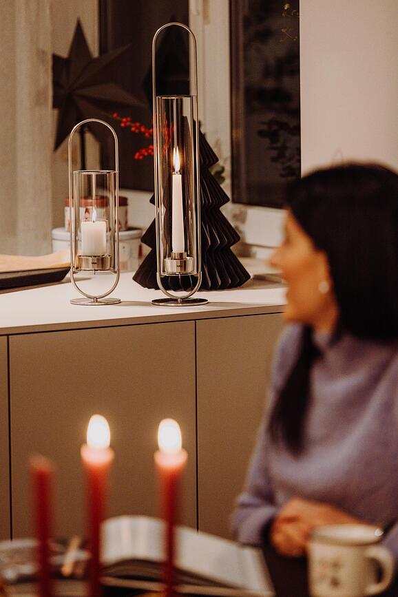 Oval Φανάρι, 35 εκ., ασημένιο