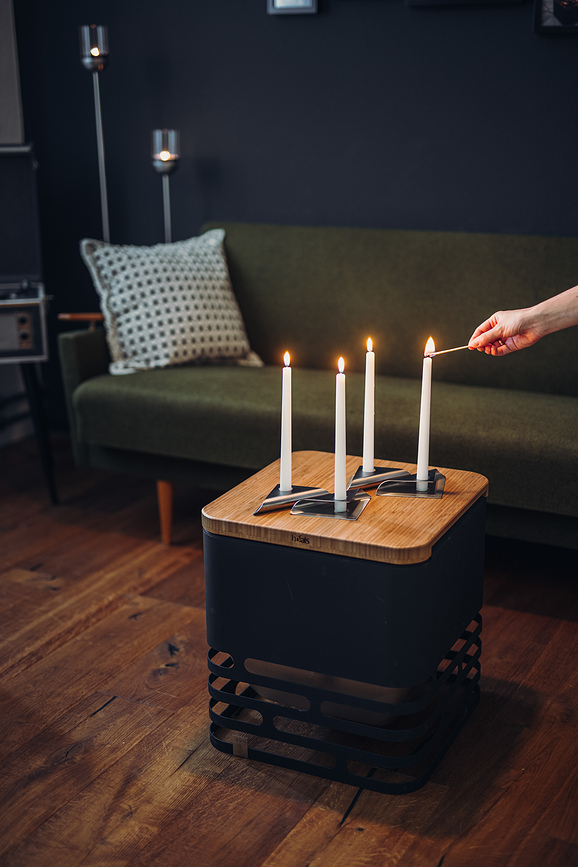 Portavelas Square, negros, 4 unidades