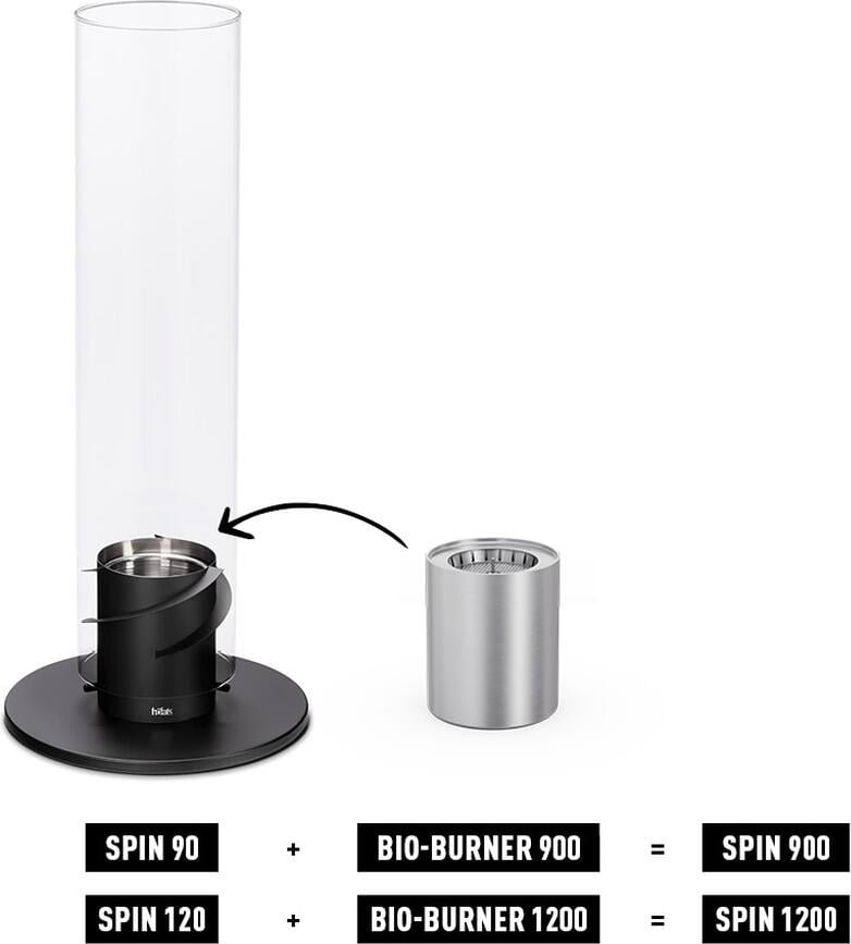 Spin II Plamenik za bioetanol mali za lampion s prstenom i poklopcem Set od 3 dijela