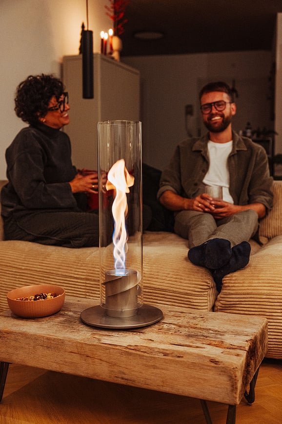 Spin II Lampion srednji s postoljem srebrni