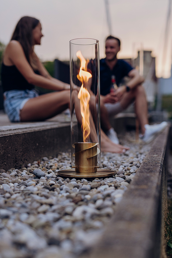 Spin II Lampion srednji s postoljem srebrni