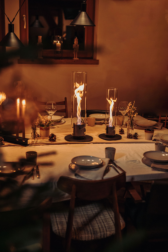 Spin II Lampion srednji s postoljem srebrni